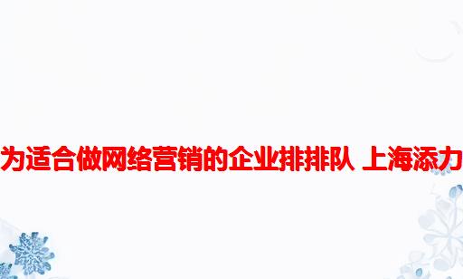 为适合做网络营销的企业排排队 上海添力